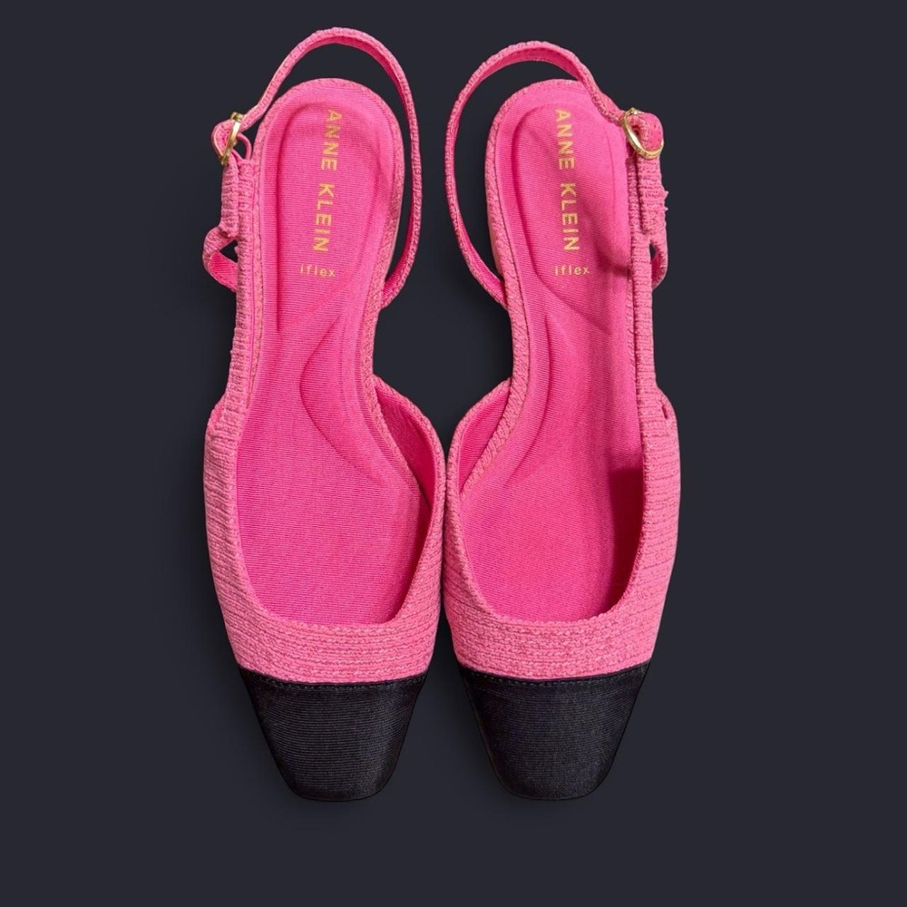 anne klein pink & black tweed sling back workwear/office heels!